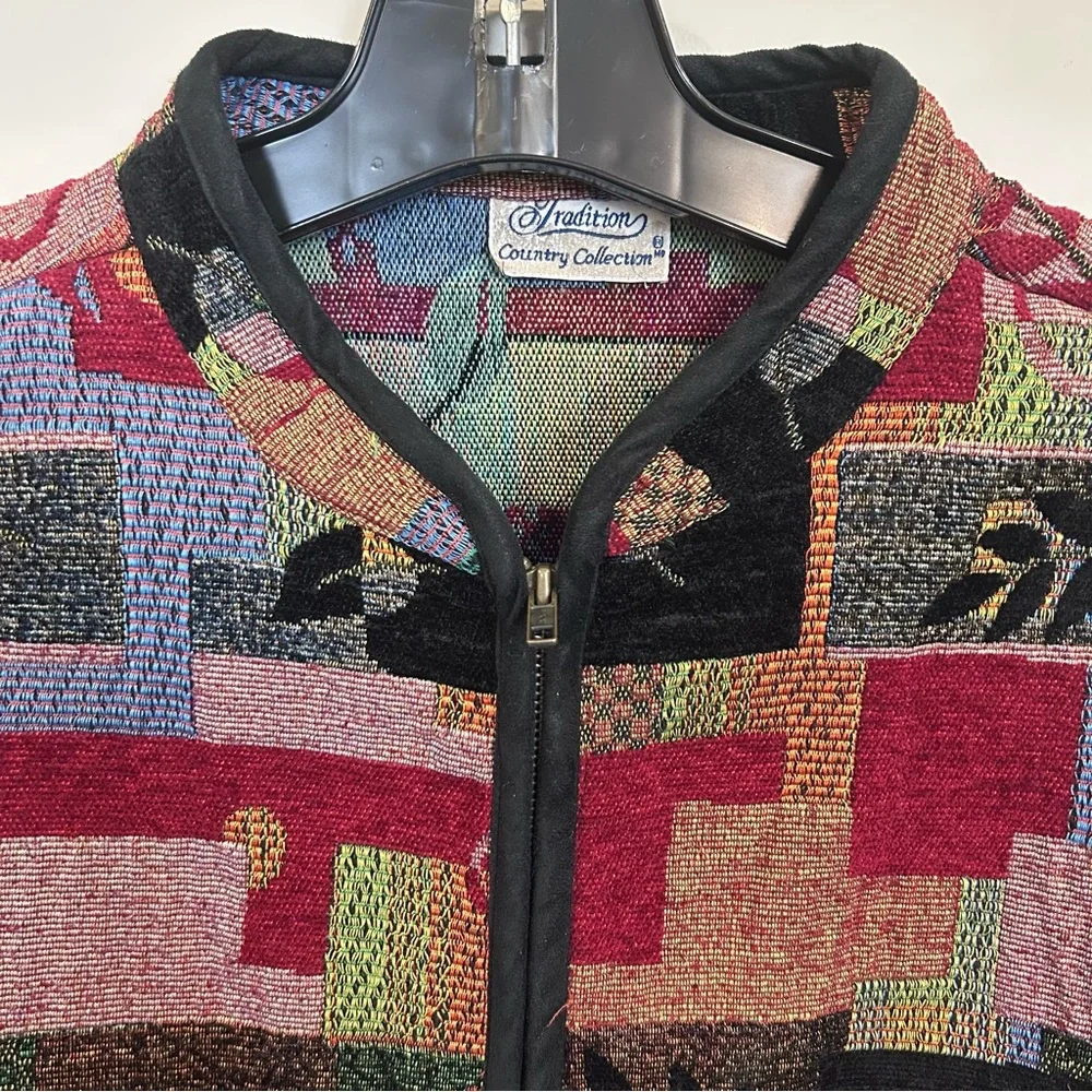 Vintage Tapestry Jacket Patchwork‎ Tradition Country Collection Art To Wear XL - Picture 2 of 7